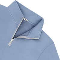 StringKing Women's Pima Cotton Quarter Zip - Relaxed Fit, Slate Blue, Detail