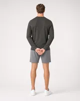 StringKing Men's Pima Terry Long Sleeve V-Neck Tee - Sharp Fit, Peat, Full Back - Human Model - Top of head to Mid-thigh