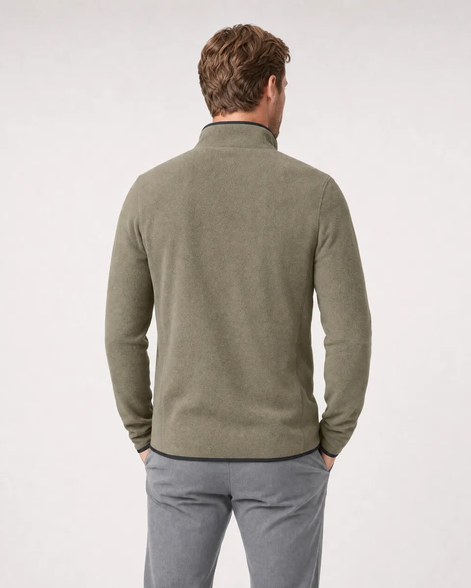 StringKing Men's Polartec Fleece Quarter Zip - Sharp Fit, Mermaid, Full Back - Human Model - Top of head to Mid-thigh