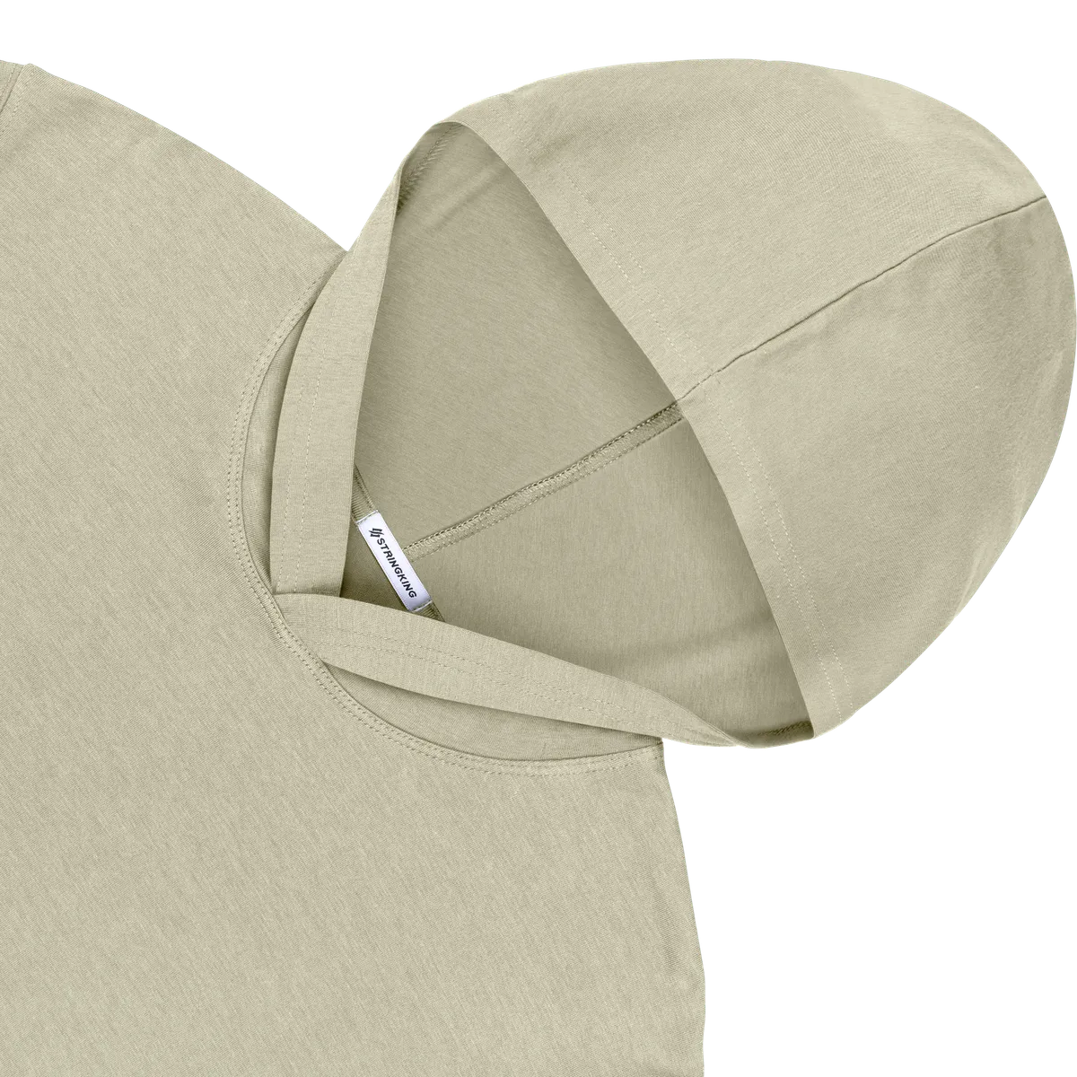 StringKing Men's Pima Cotton Lightweight Hoodie - Sharp Fit, Khaki Green, Detail