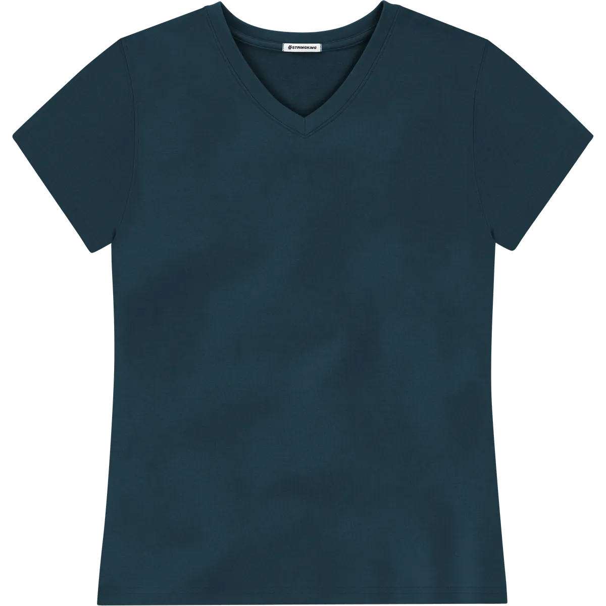 StringKing Women's Pima Terry V-Neck Tee - Relaxed Fit, Navy, Front