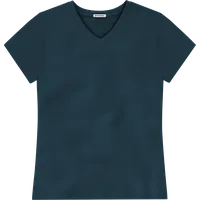 StringKing Women's Pima Terry V-Neck Tee - Relaxed Fit, Navy, Front