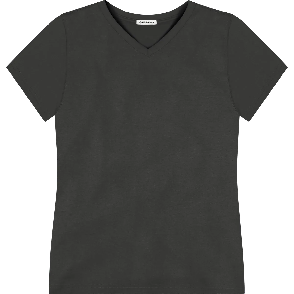 StringKing Women's FlexTech Short Sleeve V-Neck T-Shirt - Sharp Fit, Black, Front