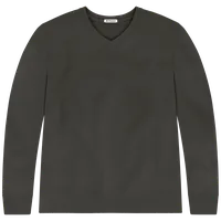 StringKing Men's Pima Terry Long Sleeve V-Neck Tee - Sharp Fit, Peat, Front