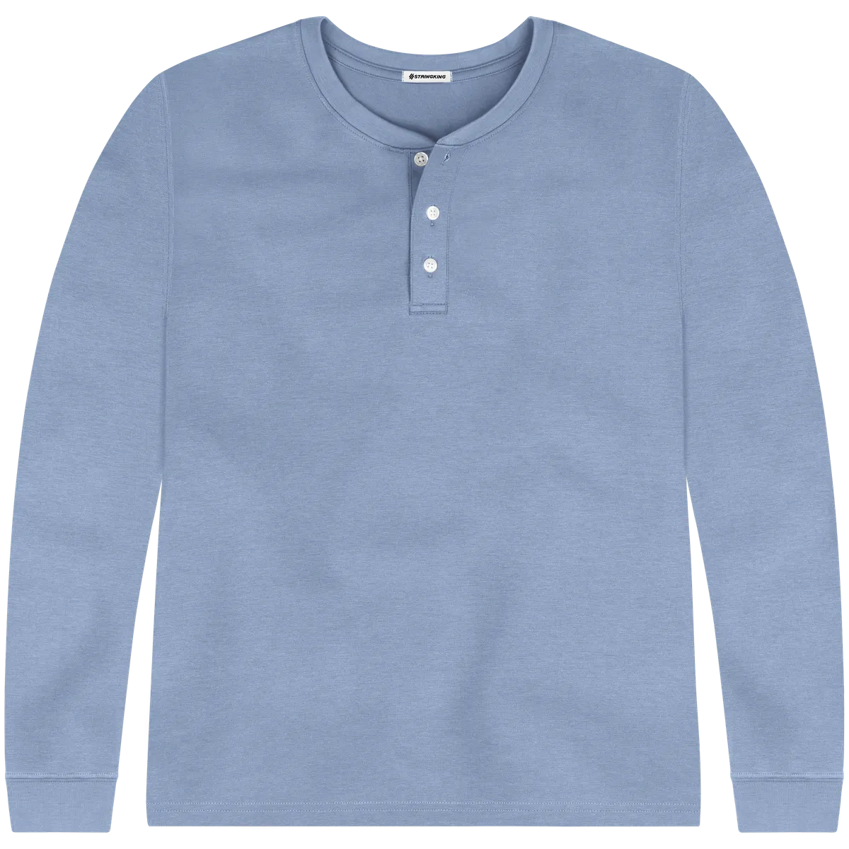 StringKing Men's Pima Cotton Long Sleeve Henley - Relaxed Fit, Slate Blue, Front