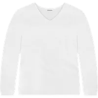 StringKing Women's Pima Terry V-Neck Sweater - Sharp Fit, White, Front