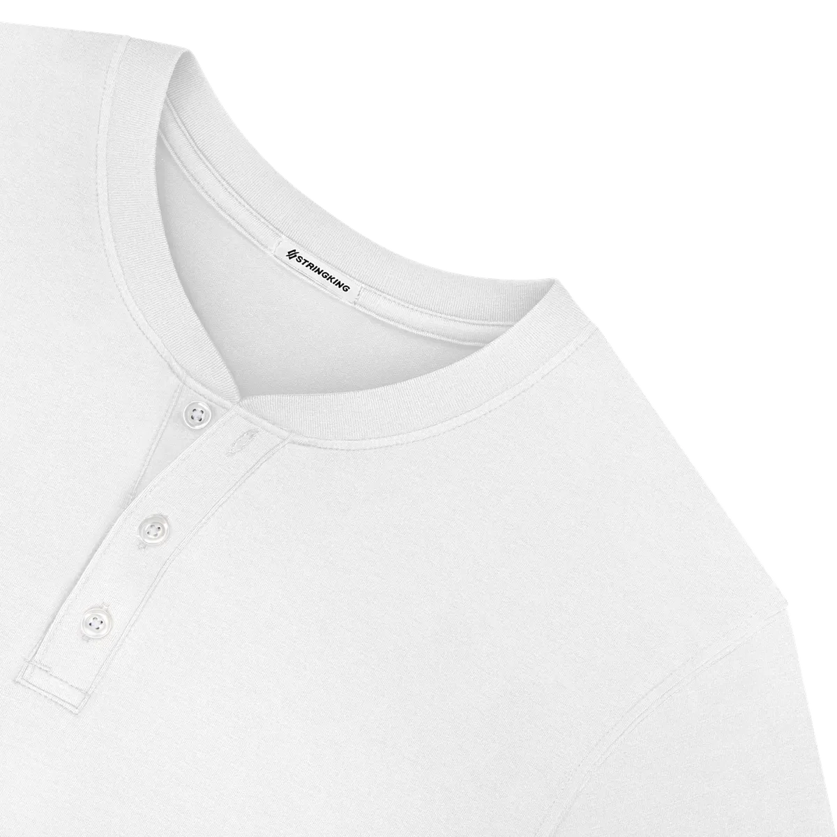StringKing Men's Pima Jersey Henley - Relaxed Fit, White, Detail