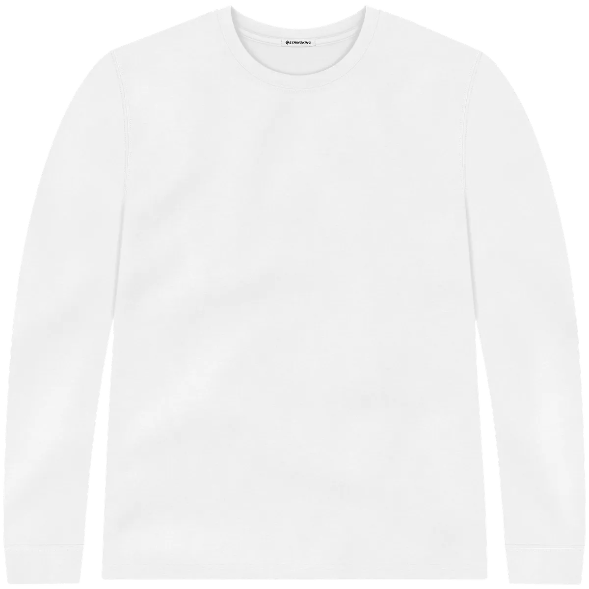 StringKing Men's Pima Jersey Long Sleeve Tee - Sharp Fit, White, Front