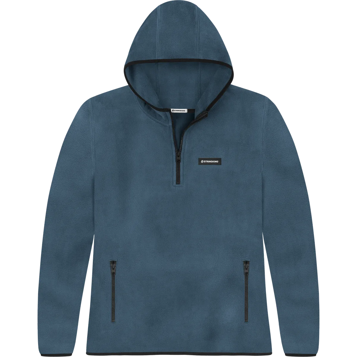 StringKing Women's Polartec Fleece Quarter Zip Hoodie with Pockets - Relaxed Fit, Indian Teal, Front