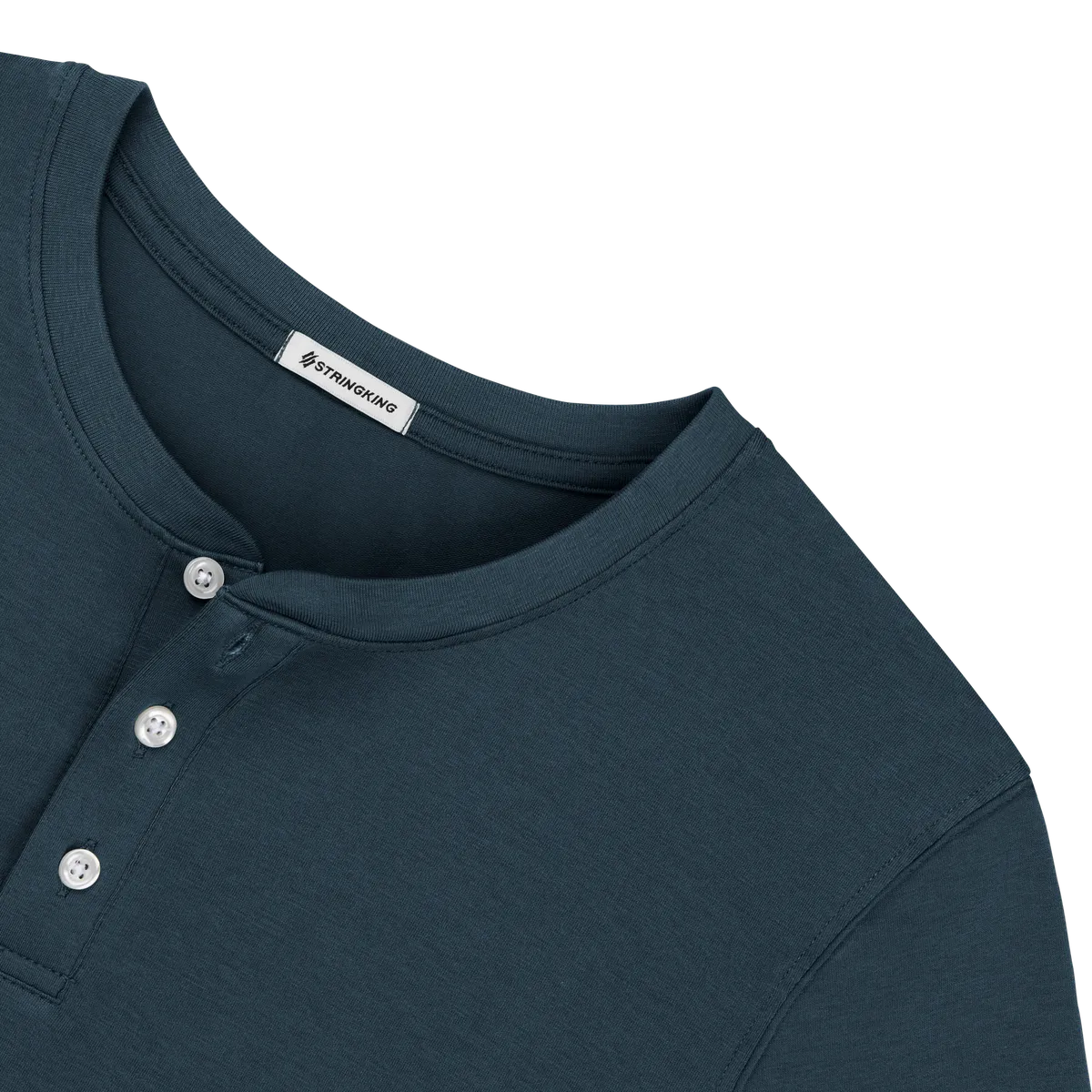 StringKing Men's Pima Cotton Long Sleeve Henley - Sharp Fit, Navy, Detail