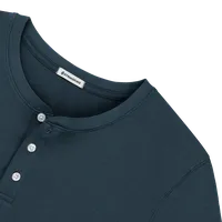 StringKing Men's Pima Cotton Long Sleeve Henley - Sharp Fit, Navy, Detail