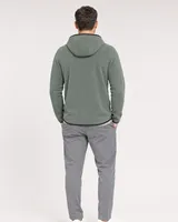 StringKing Men's Polartec Fleece Full Zip Hoodie with Pockets - Sharp Fit, Avenue Green, Full Back - Human Model - Top of head to Mid-thigh
