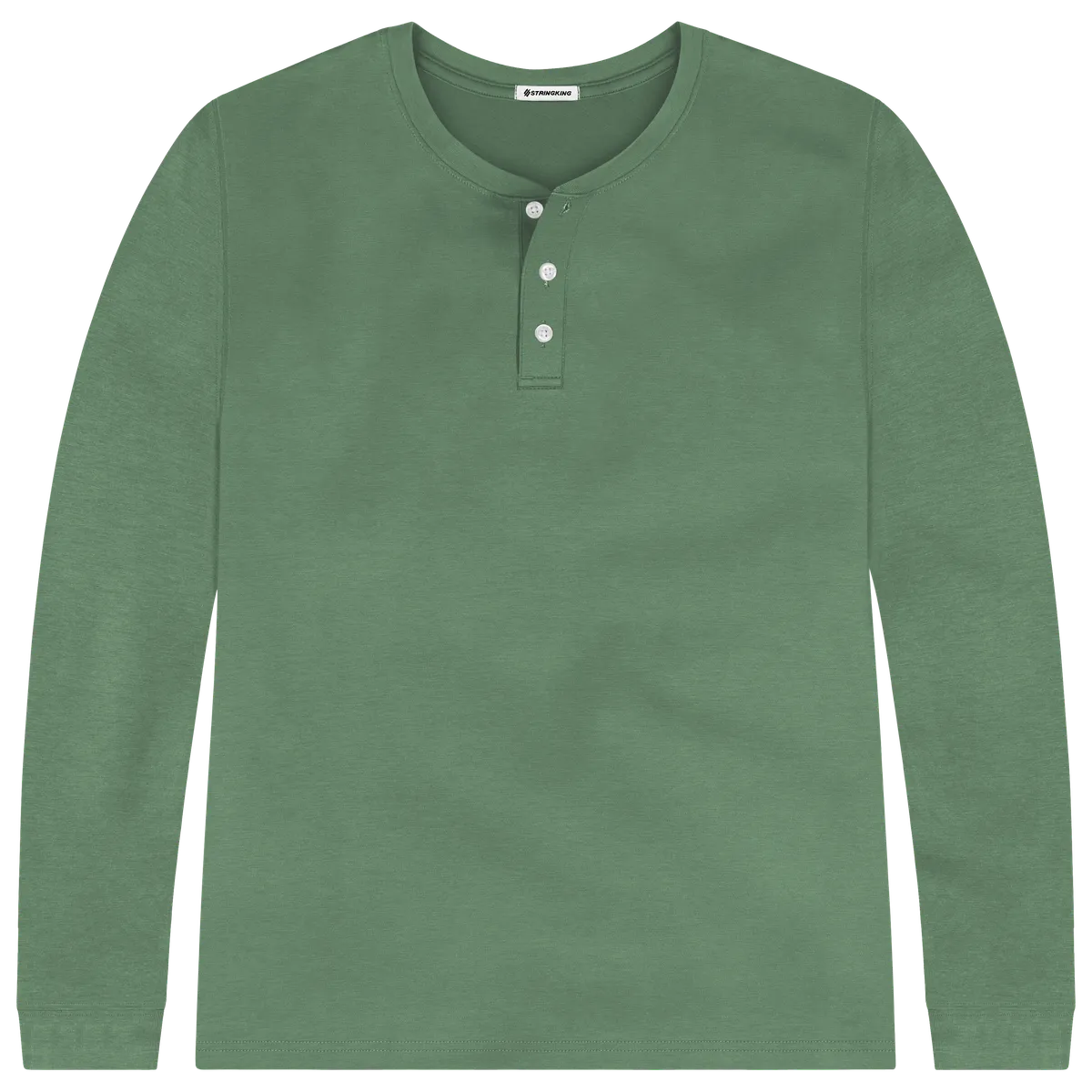 StringKing Men's Pima Cotton Long Sleeve Henley - Sharp Fit, Green, Front