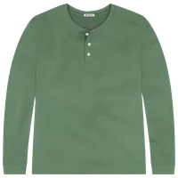 StringKing Men's Pima Cotton Long Sleeve Henley - Sharp Fit, Green, Front