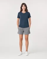 StringKing Women's Pima Jersey Tee - Relaxed Fit, Navy, Full Front - Human Model