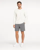 StringKing Men's Pima Terry Long Sleeve Tee - Relaxed Fit, Tofu, Full Front - Human Model - Top of head to Knees