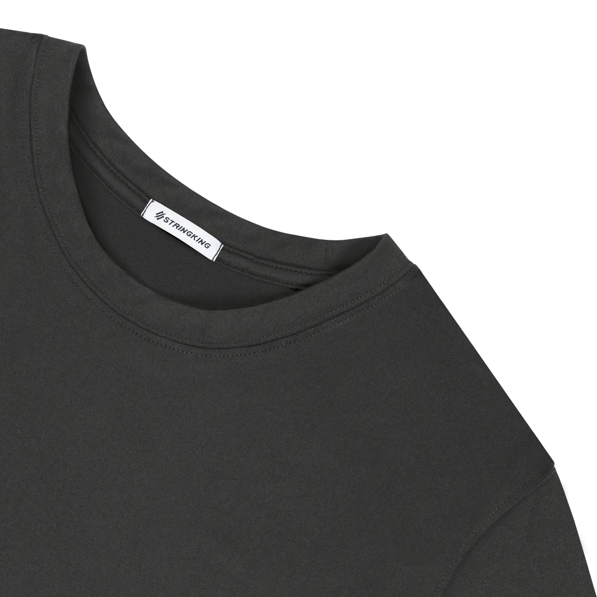 StringKing Men's FlexTech Short Sleeve Crewneck T-Shirt - Sharp Fit, Black, Detail