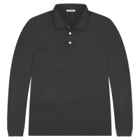 StringKing Men's FlexTech Long Sleeve Polo - Sharp Fit, Black, Front