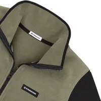 StringKing Women's Polartec Half Zip - Relaxed Fit, Mermaid Top, Avenue Green Bottom, Meteorite Sleeves, Black Trim, Detail