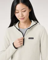 StringKing Women's Polartec Fleece Quarter Zip Hoodie with Pockets - Sharp Fit, Jet Stream, Collar Shoulder - Human Model