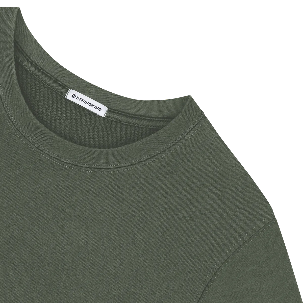 StringKing Men's Heavy Pima Cotton T-Shirt - Relaxed Fit, Moss, Detail