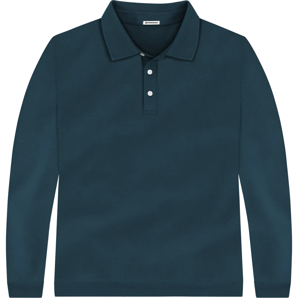 StringKing Men's Pima Terry Long Sleeve Polo - Relaxed Fit, Navy, Front