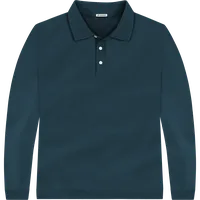 StringKing Men's Pima Terry Long Sleeve Polo - Relaxed Fit, Navy, Front