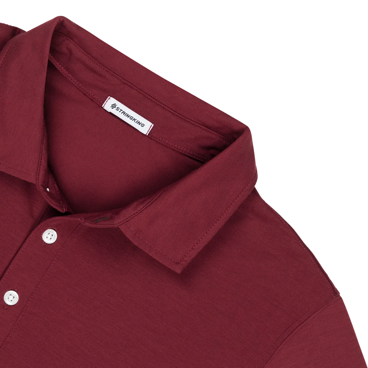 StringKing Men's FlexStyle Short Sleeve Polo - Relaxed Fit, Rhubarb, Detail