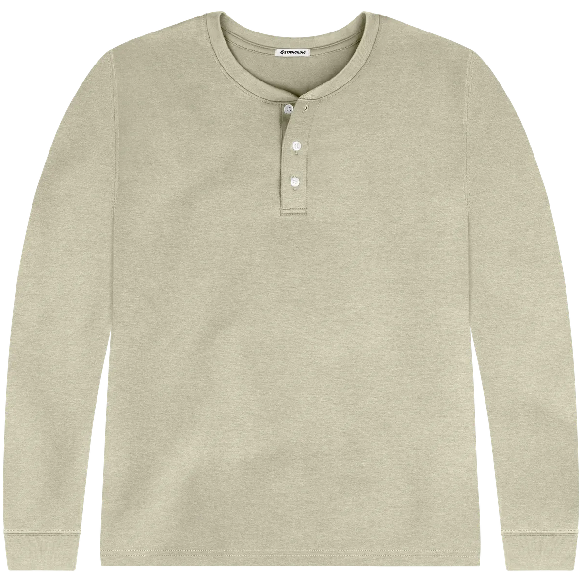 StringKing Men's Pima Cotton Long Sleeve Henley - Relaxed Fit, Khaki Green, Front