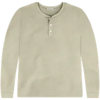 StringKing Men's Pima Cotton Long Sleeve Henley - Relaxed Fit, Khaki Green, Front