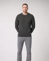 StringKing Men's Pima Terry Crew Sweatshirt - Sharp Fit, Peat, Full Front - Human Model - Top of head to Knees
