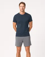 StringKing Men's Pima Terry Tee - Sharp Fit, Navy, Full Front - Human Model - Top of head to Knees