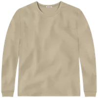 StringKing Men's Pima Cotton Long Sleeve Crewneck T-Shirt - Relaxed Fit, Warm Khaki, Front