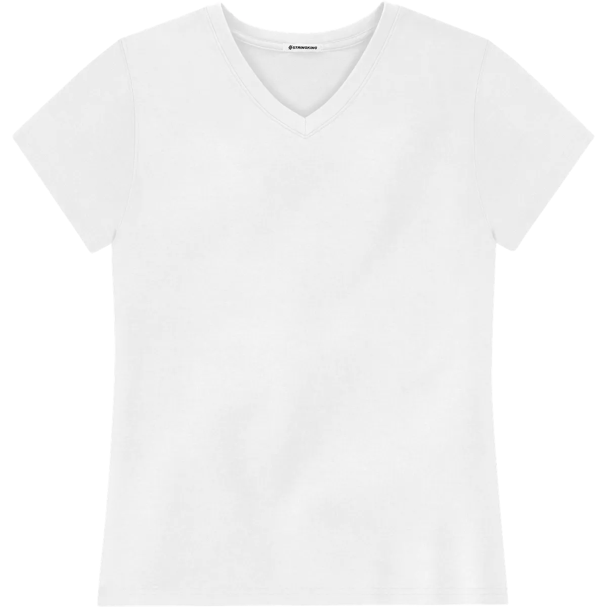 StringKing Women's Pima Terry V-Neck Tee - Relaxed Fit, White, Front