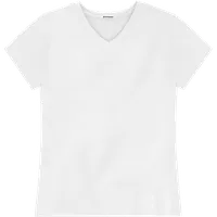 StringKing Women's Pima Terry V-Neck Tee - Relaxed Fit, White, Front