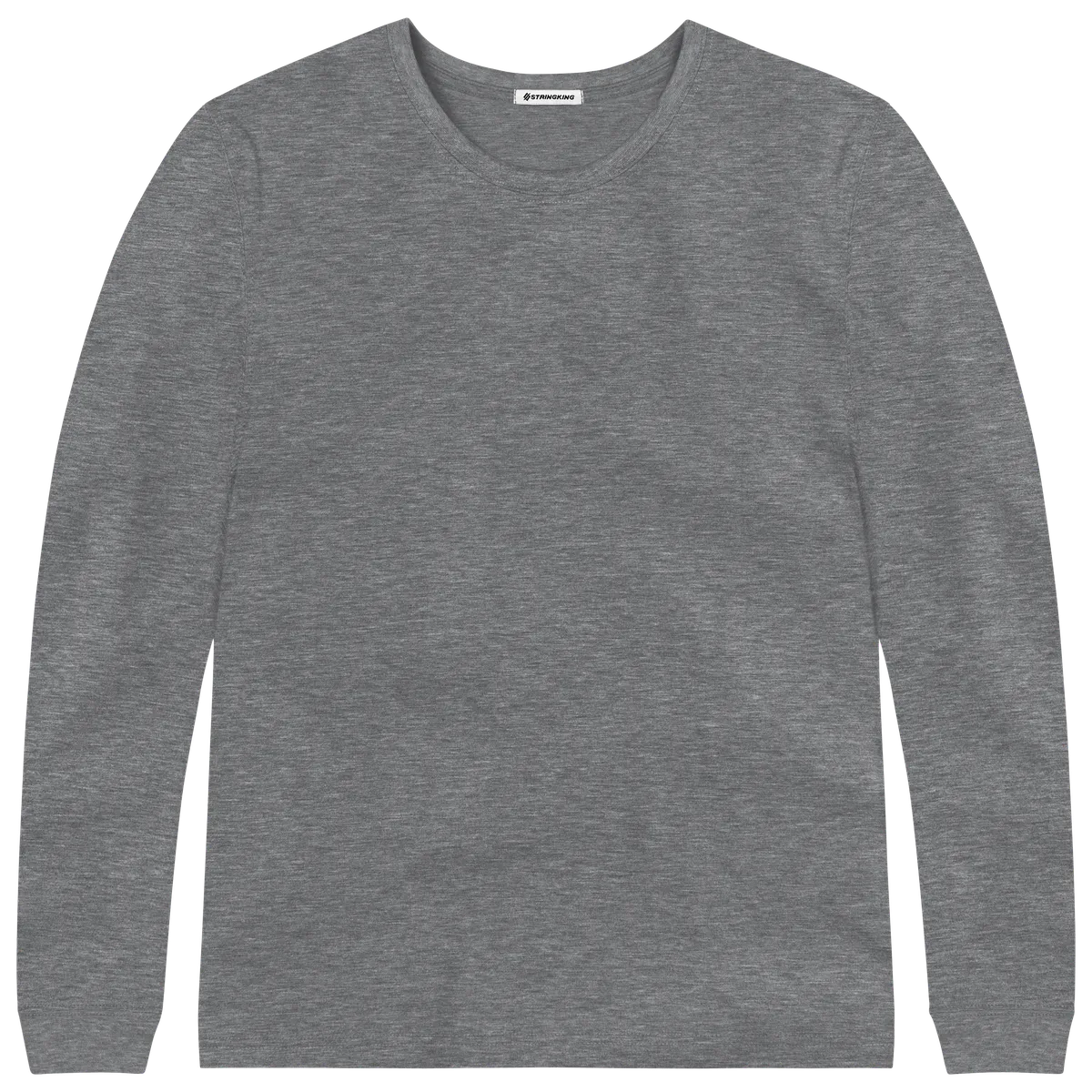 StringKing Men's FlexStyle Long Sleeve Crewneck T-Shirt - Relaxed Fit, Heather Gray, Front