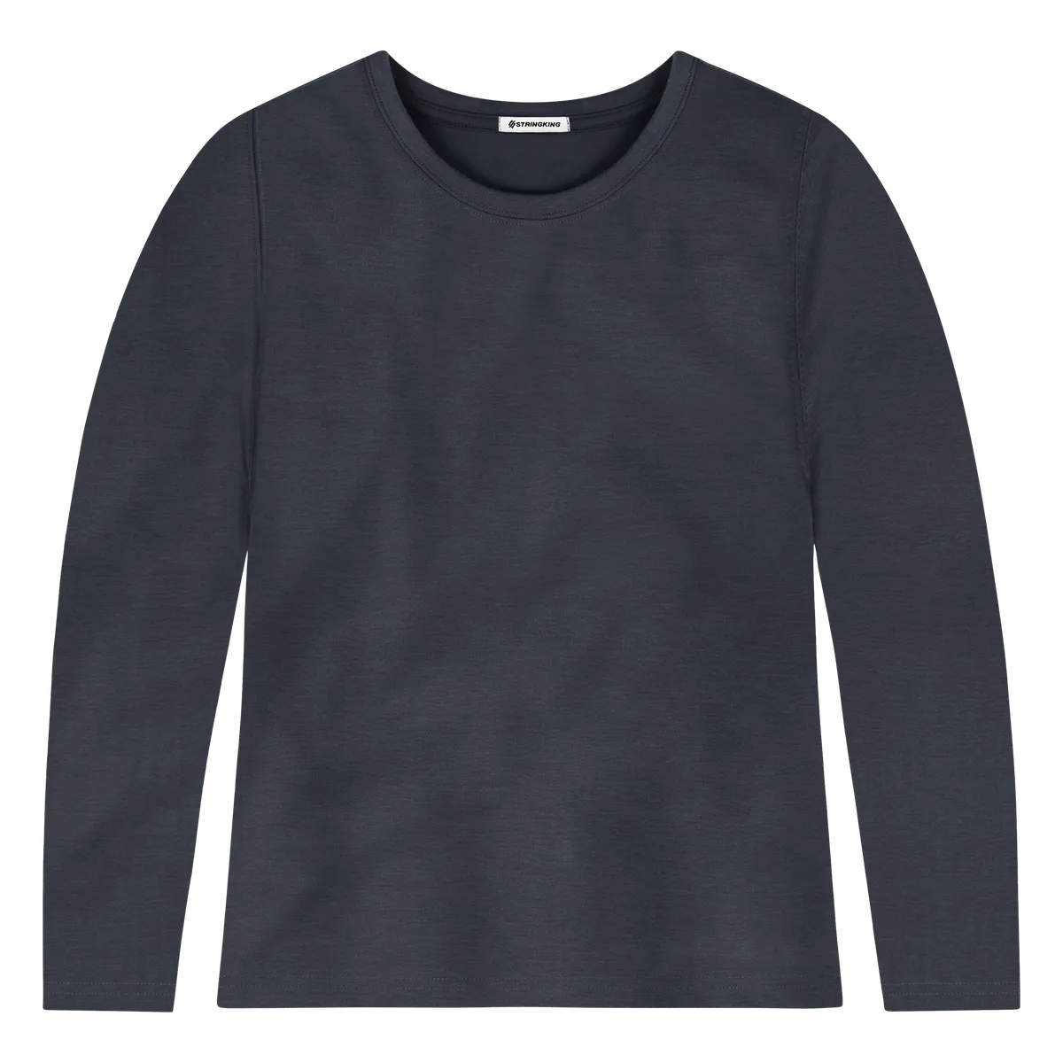 StringKing Women's FlexStyle Long Sleeve Crewneck T-Shirt - Sharp Fit, India Ink, Front