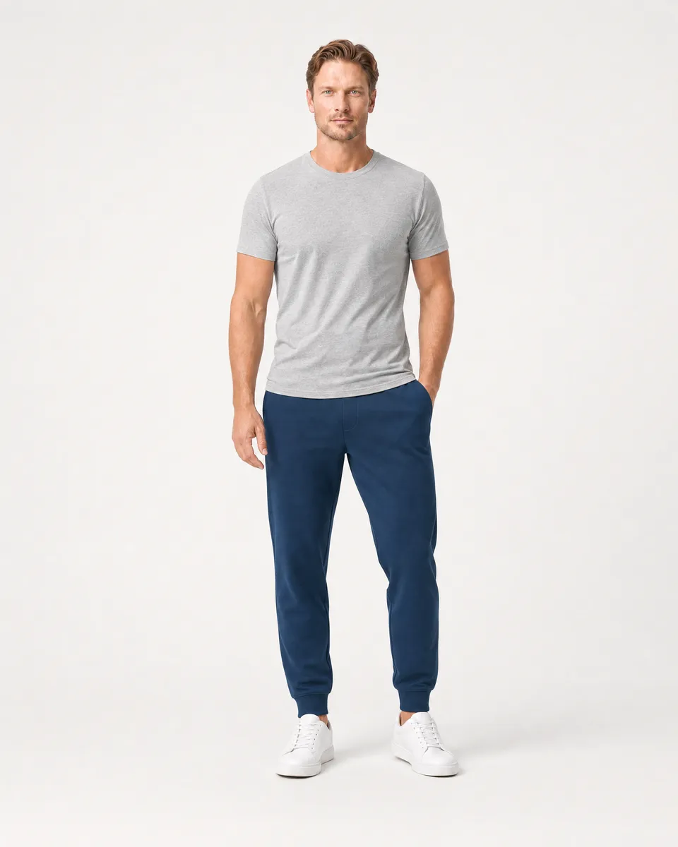 StringKing Men's StayWarm Joggers - Relaxed Fit, Navy Blue, Full Front - Human Model