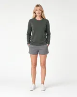 StringKing Women's Pima Terry Long Sleeve Tee - Relaxed Fit, Moss, Full Front - Human Model