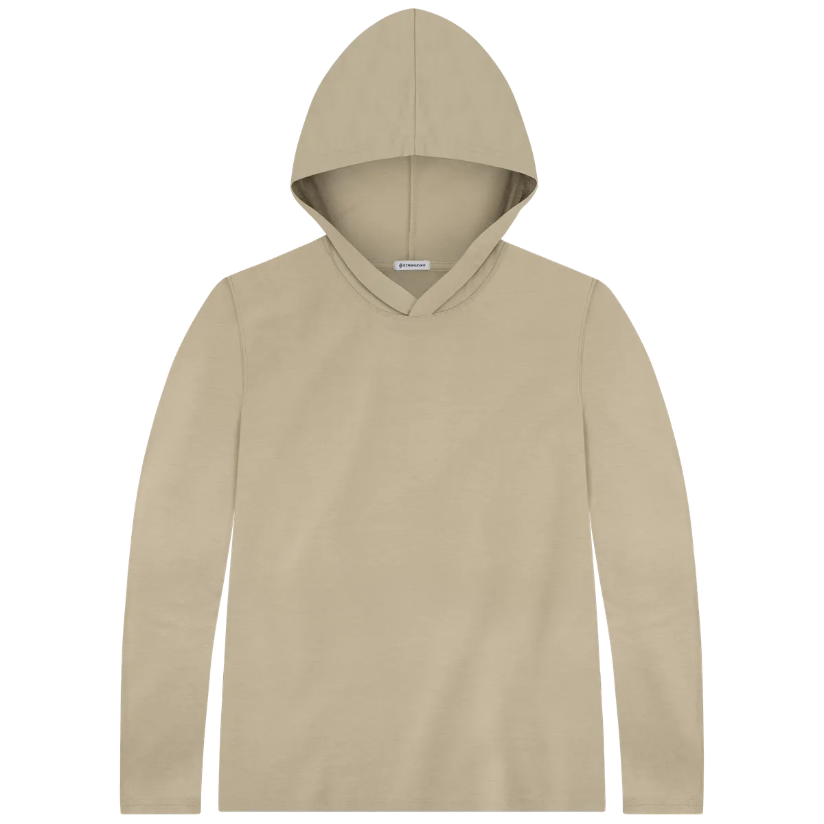 StringKing Women's Pima Cotton Lightweight Hoodie - Sharp Fit, Warm Khaki, Front