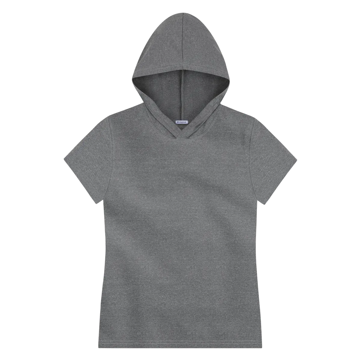 StringKing Women's FlexTech Lightweight Short Sleeve Hoodie - Sharp Fit, Heather Gray, Front