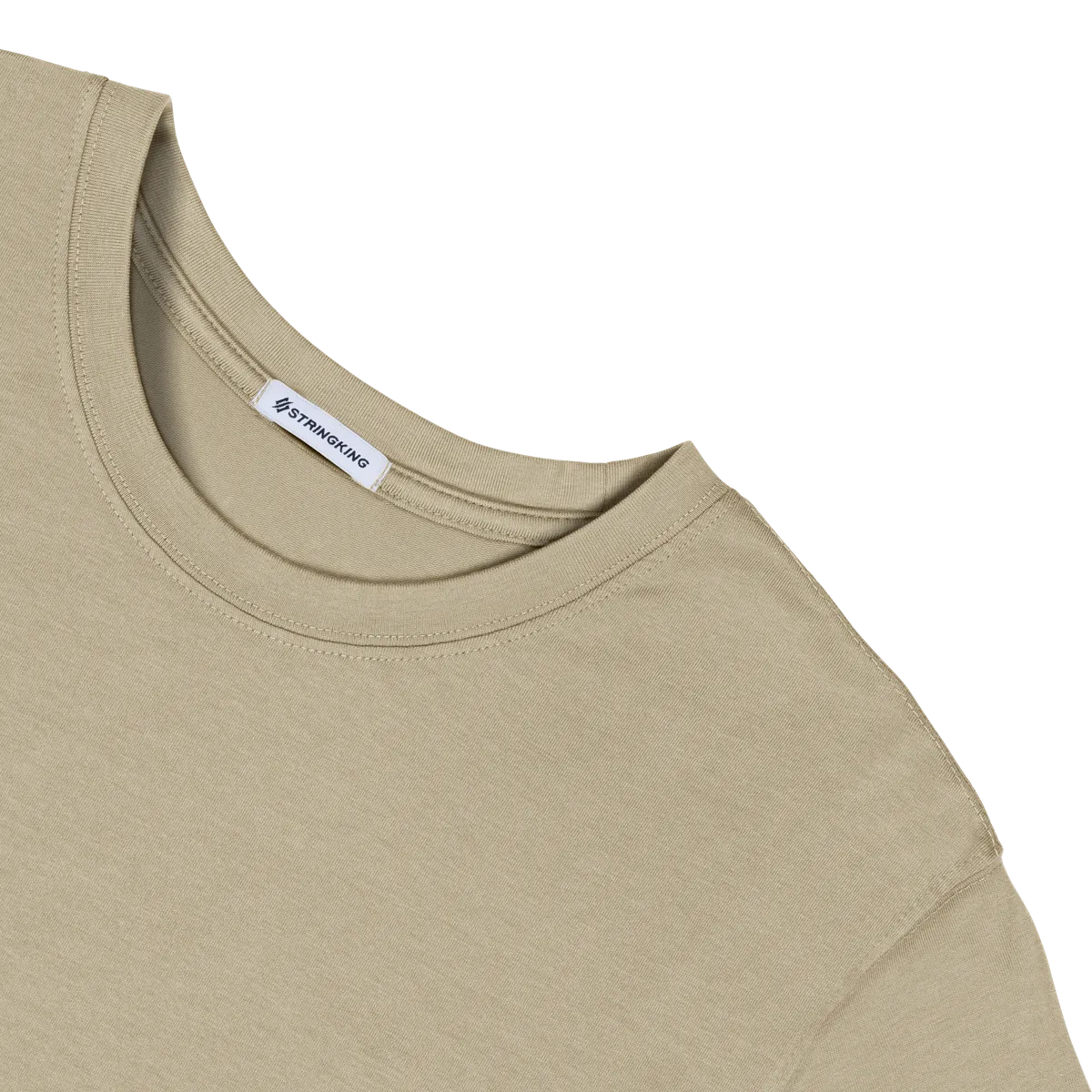 StringKing Men's Pima Cotton Short Sleeve Crewneck T-Shirt - Relaxed Fit, Warm Khaki, Detail