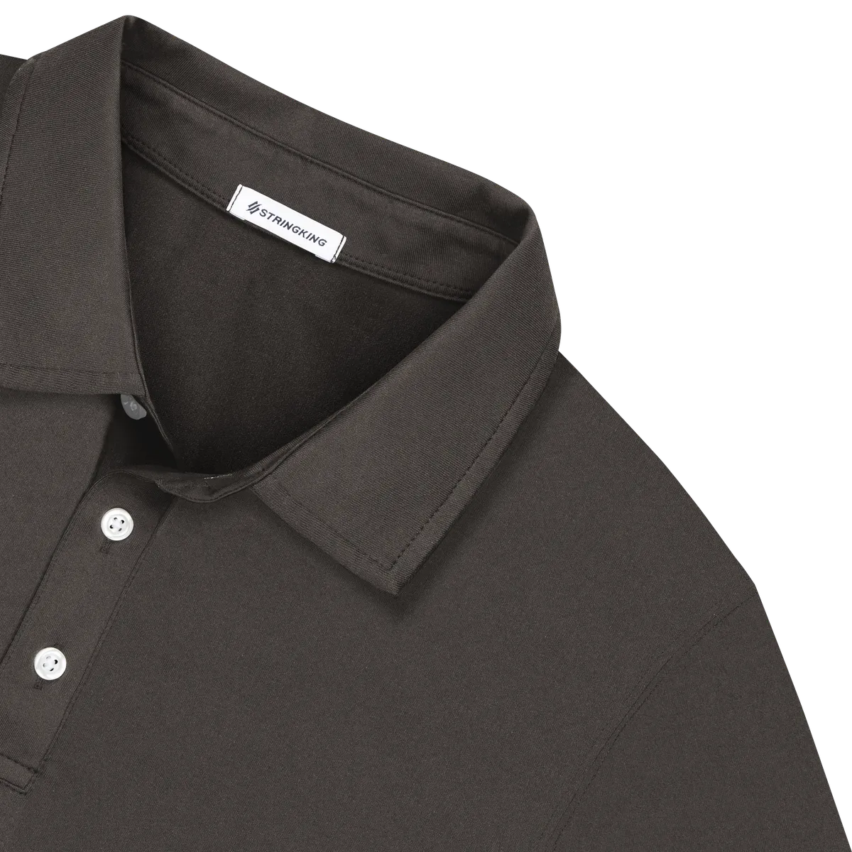 StringKing Men's FlexTech Short Sleeve Polo - Relaxed Fit, Charcoal, Detail