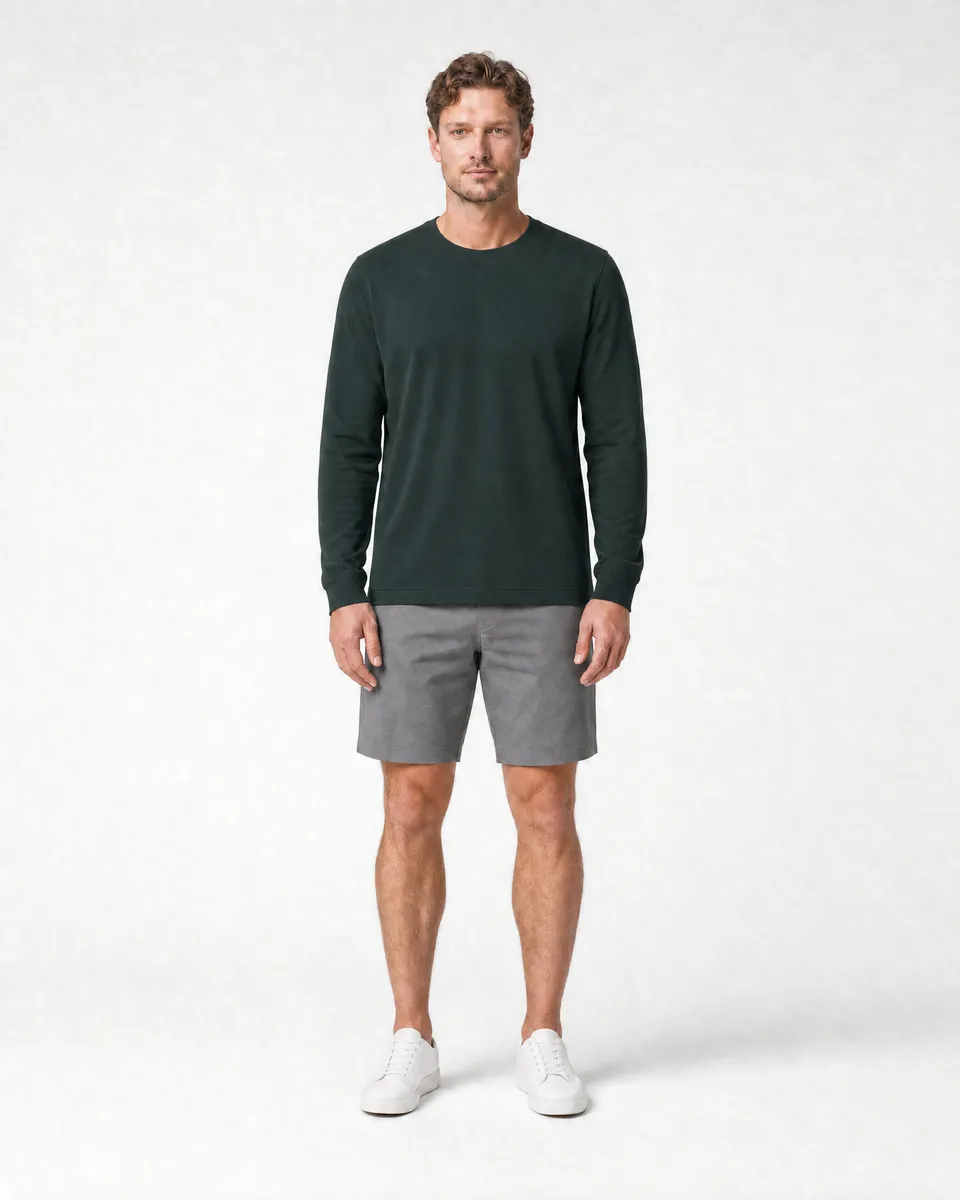 StringKing Men's Pima Terry Long Sleeve Tee - Sharp Fit, Pine Grove, Full Front - Human Model