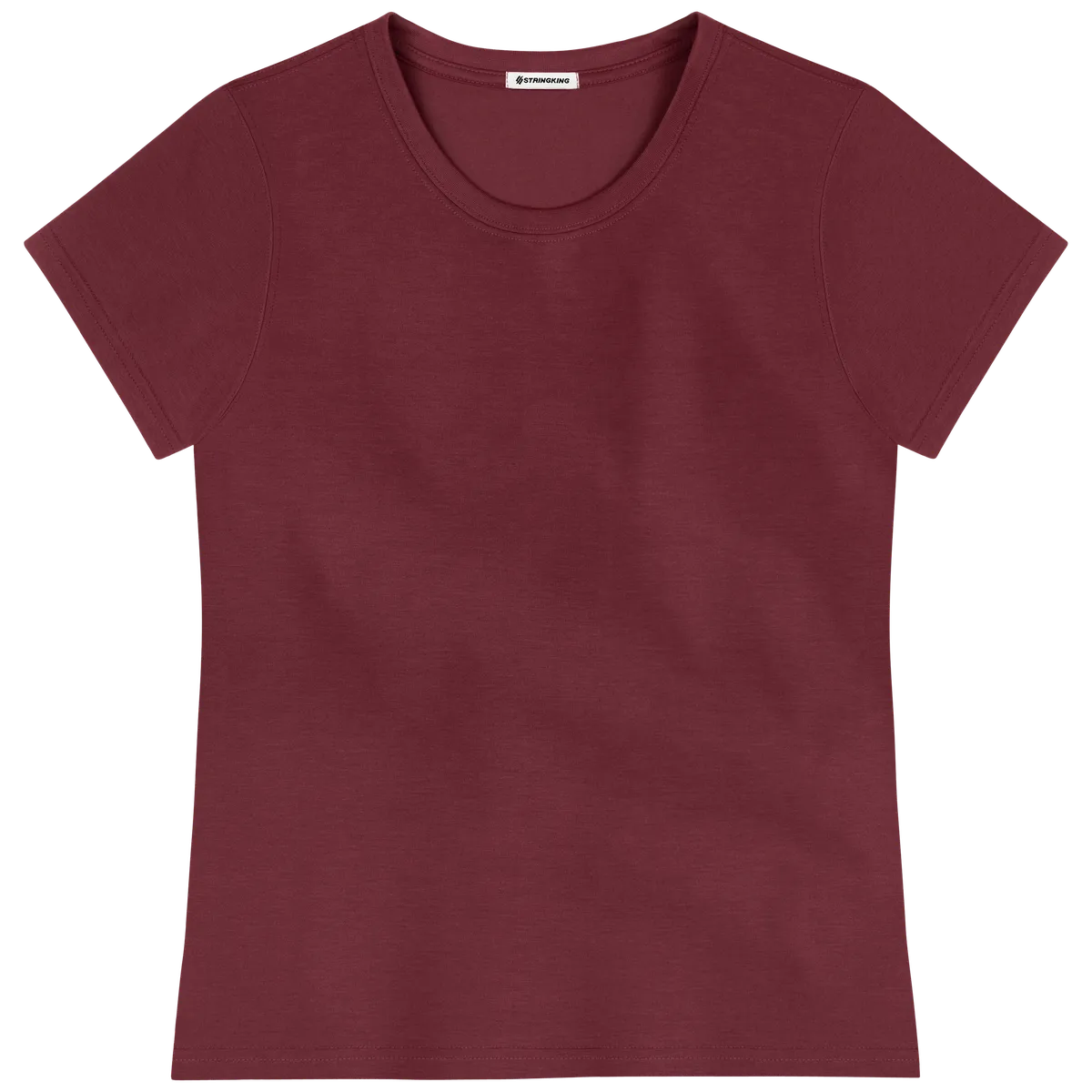 StringKing Women's FlexStyle Short Sleeve Crewneck T-Shirt - Relaxed Fit, Rhubarb, Front