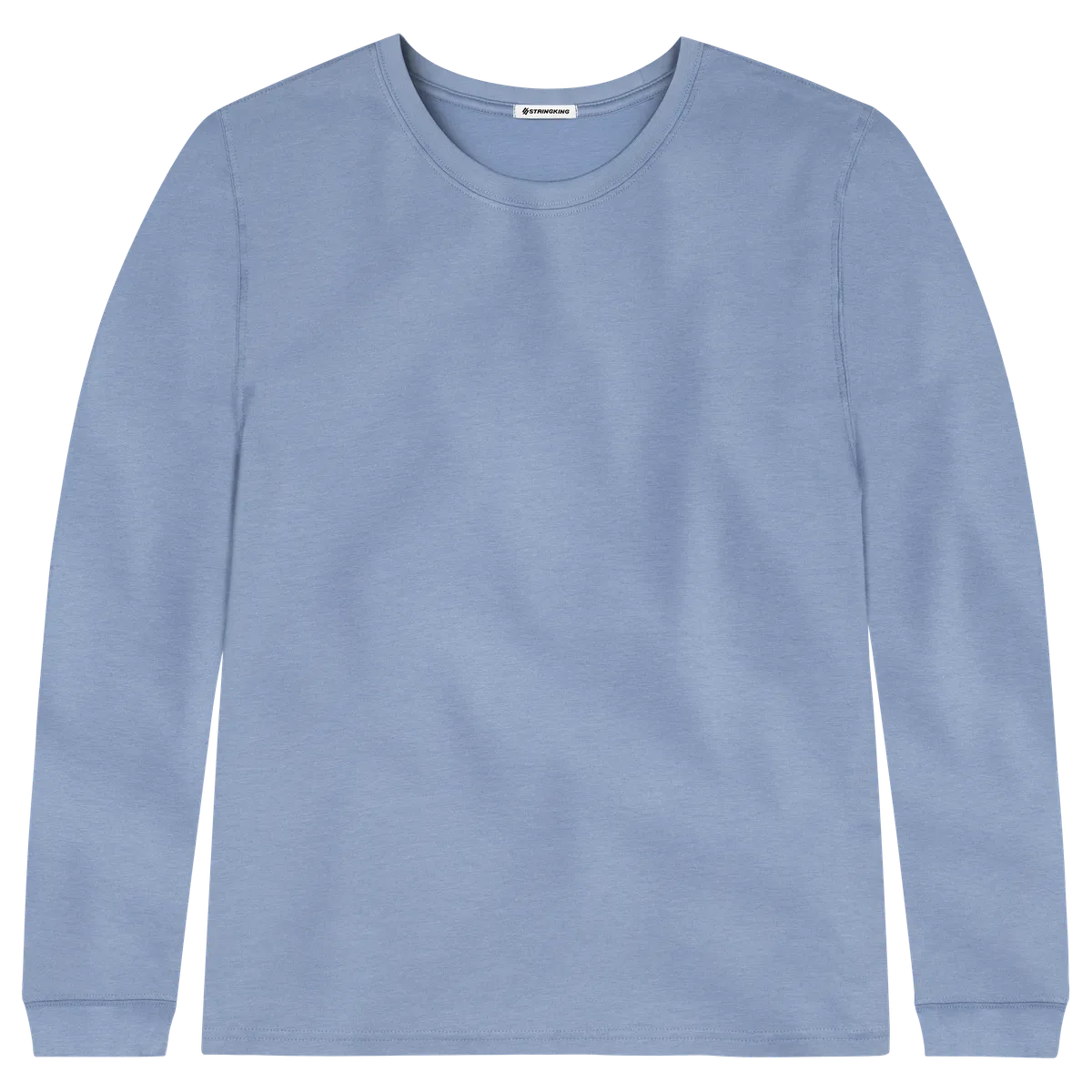 StringKing Men's Pima Cotton Long Sleeve Crewneck T-Shirt - Sharp Fit, Slate Blue, Front