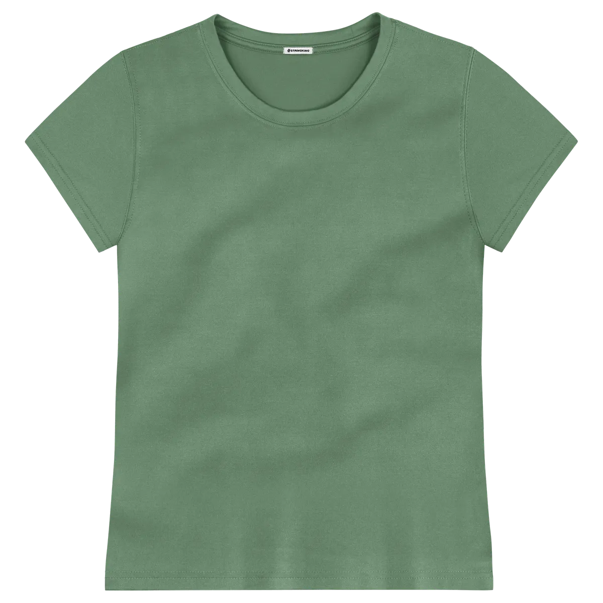 StringKing Women's FlexTech Short Sleeve Crewneck T-Shirt - Relaxed Fit, Green, Front