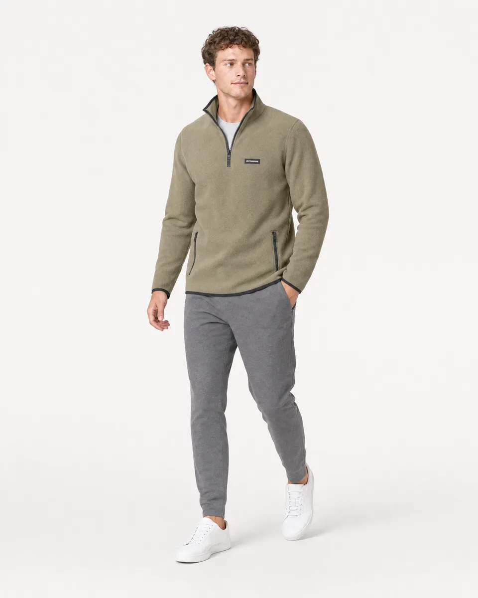 StringKing Men's Polartec Fleece Quarter Zip with Pockets - Sharp Fit, Mermaid, Collar Shoulder - Human Model