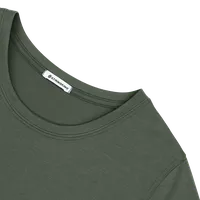 StringKing Women's FlexStyle Short Sleeve Crewneck T-Shirt - Relaxed Fit, Thyme, Detail