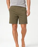StringKing Men's Pima Terry Shorts - Relaxed Fit, Olive Drab, Full Front - Human Model - Waist to Mid-calf